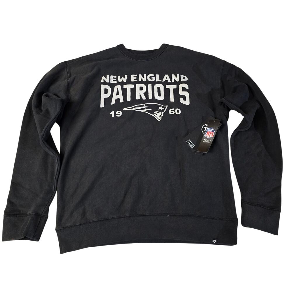 '47 New England Patriots Sweatshirt Men's Medium NFL Crewneck Black NWT